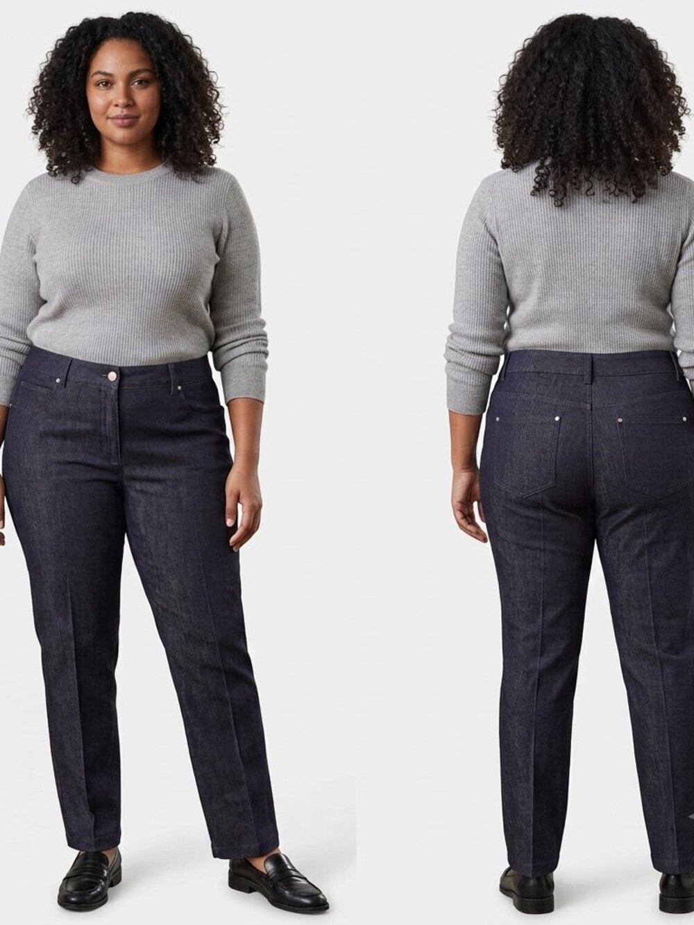 H&M Women’s Dark Wash Slim Fit Stretch Denim Pants Size 16 Minimalist Tailored